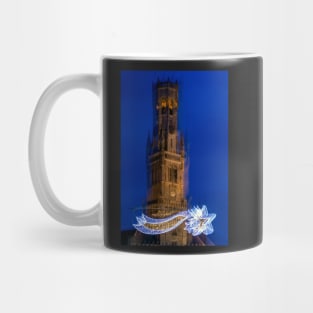 Abstract image of Belfry of Bruges with Christmas decoration Mug